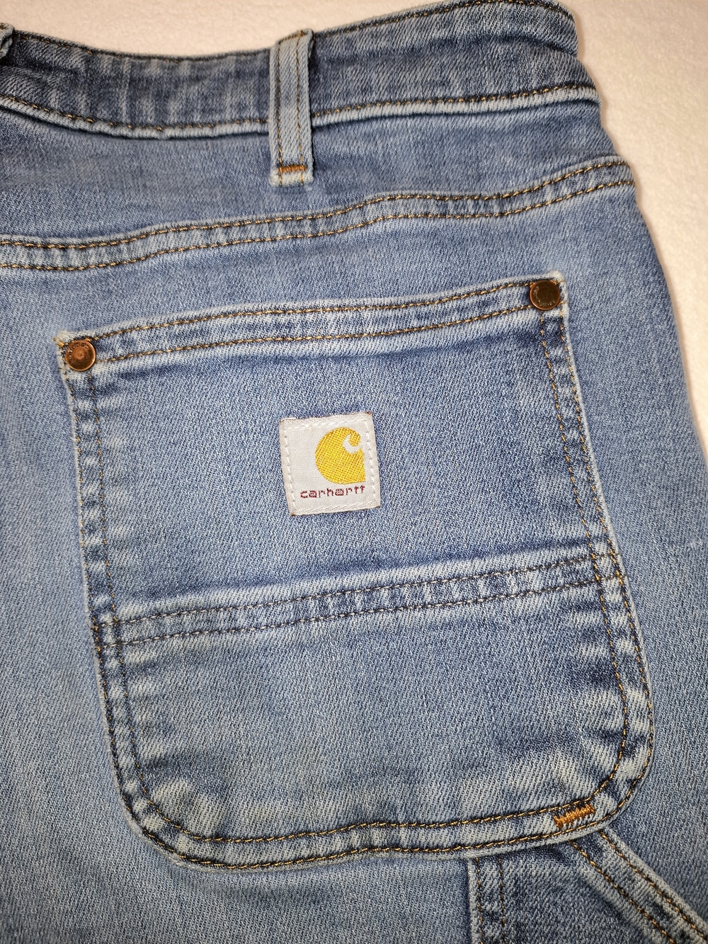 Carhartt Womens 10 Tall Light Blue Straight-Leg Carpenter Jeans - Picture 6 of 11